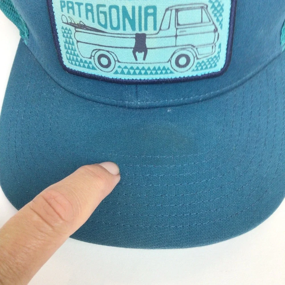 Patagonia Pickup Lines Snap Back Hat Cap Surfer Van Teal Blue Zachary Crawford